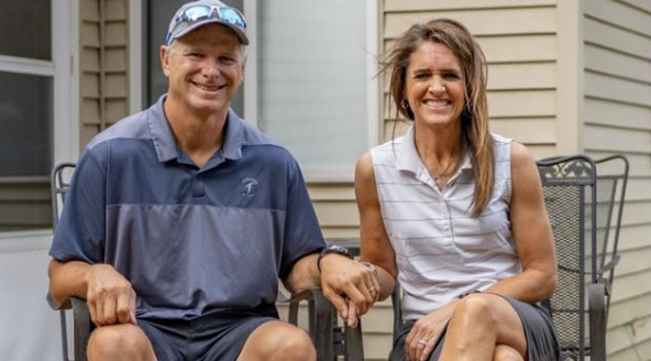 Proprietors Mike and Kelly Stone at Crosswoods Golf Course. Mike continues a 50-year family tradition of golf in Crosslake, originally started by his parents in 1967.